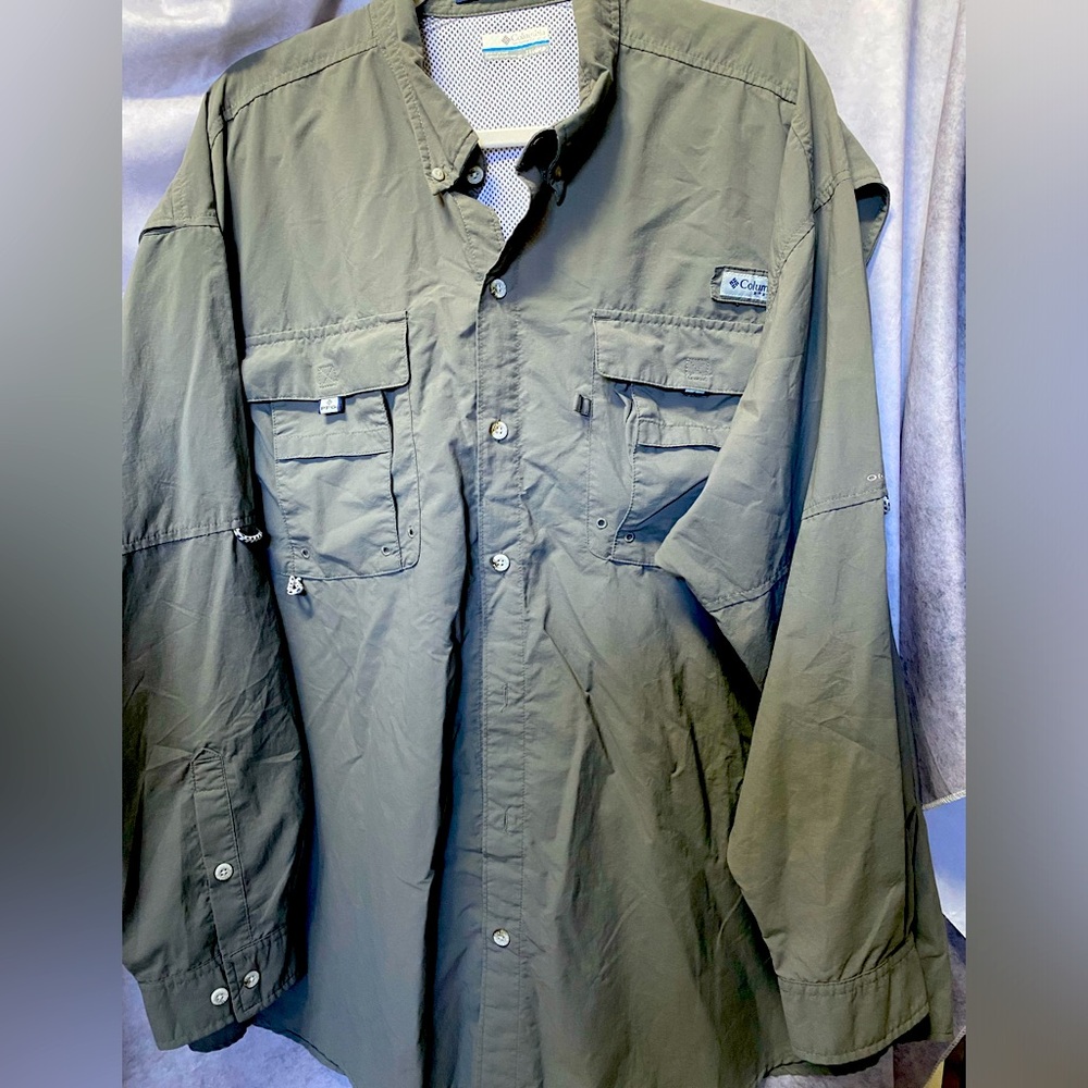 Columbia Bahama PFG Shirt. Omni-Shield. XXL. Grey Long Sleeve